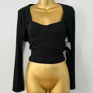 black bolero tank top cup cardigan long sleeve